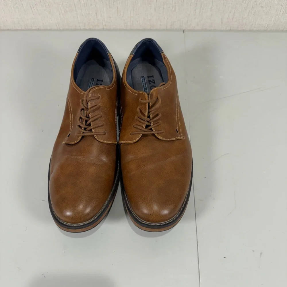 Izod kasson mens Oxford dress casual shoe size 9M dark tan and‎ navy blue
